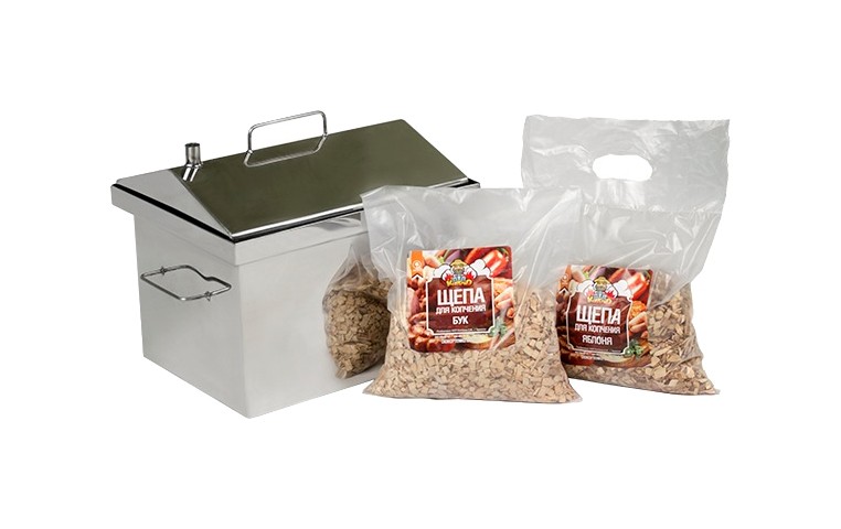 Коптильня горячего копчения с гидрозатвором Дид Коптенко малая домиком нерж. сталь 380x320x360