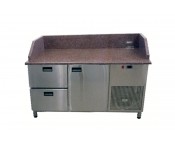 Холодильний стіл для піци Tehma 14742 з гранітної стільницею 1 двері + 2 ящика