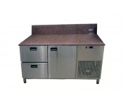 Холодильний стіл для піци Tehma 14741 з гранітної стільницею 1 двері + 2 ящика