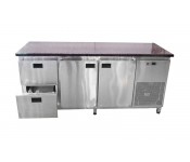 Холодильний стіл для піци Tehma 14656 з гранітної стільницею 2 двері + 2 ящика без борта