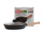 Сковорода чугунная с крышкой Optima 220х40 мм Brizoll O2240-P-C