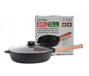 Сковорода чугунная с крышкой Optima 240х60 мм Brizoll O2460-P-C