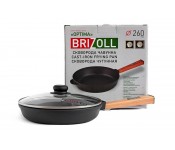 Сковорода чугунная с крышкой Optima 260х60 мм Brizoll O2660-P-C