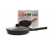 Сковорода чугунная с крышкой Optima Black 220х40 мм Brizoll O2240-P1-C