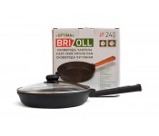 Сковорода чугунная с крышкой Optima Black 240х40 мм Brizoll O2440-P1-C