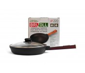 Сковорода чугунная с крышкой Optima Bordo 220х40 мм Brizoll O2240-P2-C