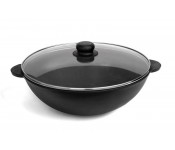 Сковорода чугунная WOK с крышкой 4,7 л Brizoll W30-6