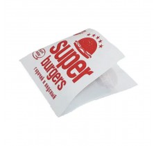 Бумажный пакет уголок для для бургера "Super Burgers" 140х140 мм. (33)