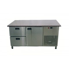 Холодильний стіл для піци Tehma 14190 з гранітної стільницею 1 двері + 2 ящика без борта