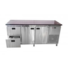 Холодильный стол для пиццы с гранитной столешницей 2 двери + 2 ящика без борта Tehma 1177