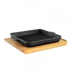 Сковорода чугунная квадратная гриль с подставкой 180х180х25 мм Brizoll H181825G-D