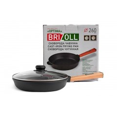 Сковорода чугунная с крышкой Optima 260х40 мм Brizoll O2640-P-C