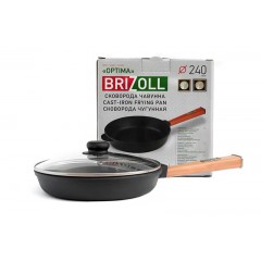 Сковорода чугунная с крышкой Optima Black 200х35 мм Brizoll O2035-P1-C