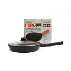 Сковорода чугунная с крышкой Optima Black 220х40 мм Brizoll O2240-P1-C