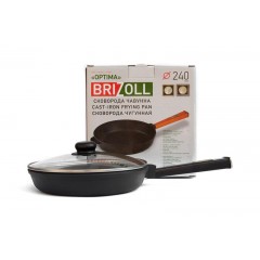 Сковорода чугунная с крышкой Optima Black 240х60 мм Brizoll O2460-P1-C