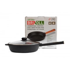 Сковорода чугунная с крышкой Optima Black 280х60 мм Brizoll O2860-P1-C