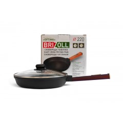 Сковорода чугунная с крышкой Optima Bordo 220х40 мм Brizoll O2240-P2-C