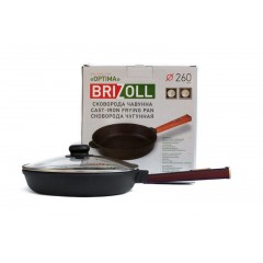 Сковорода чугунная с крышкой Optima Bordo 260х40 мм Brizoll O2640-P2-C