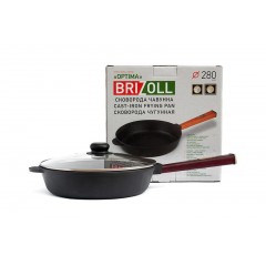 Сковорода чугунная с крышкой Optima Bordo 280х60 мм Brizoll O2860-P2-C