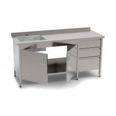 Стол-тумба с ванной моечной сварной КИЙ-В СТМВ-1С-2ДР-3Я
