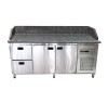Холодильный стол для пиццы Tehma с гранитной столешницей 2 двери + 2 ящика с бортом
